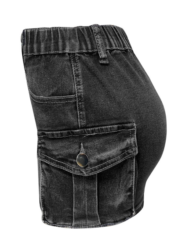 Denim Skirts- Edgy Mini Denim Skirt in Cargo Style- - Pekosa Women Fashion