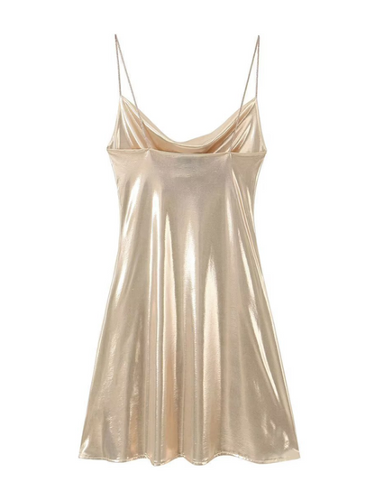 Disco Dresses- Metallic Slip Dress- - Pekosa Women Fashion