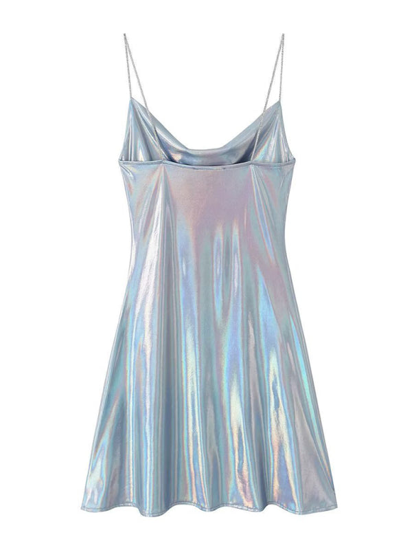 Disco Dresses- Metallic Slip Dress- - Pekosa Women Fashion