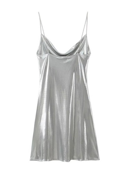 Disco Dresses- Metallic Slip Dress- - Pekosa Women Fashion