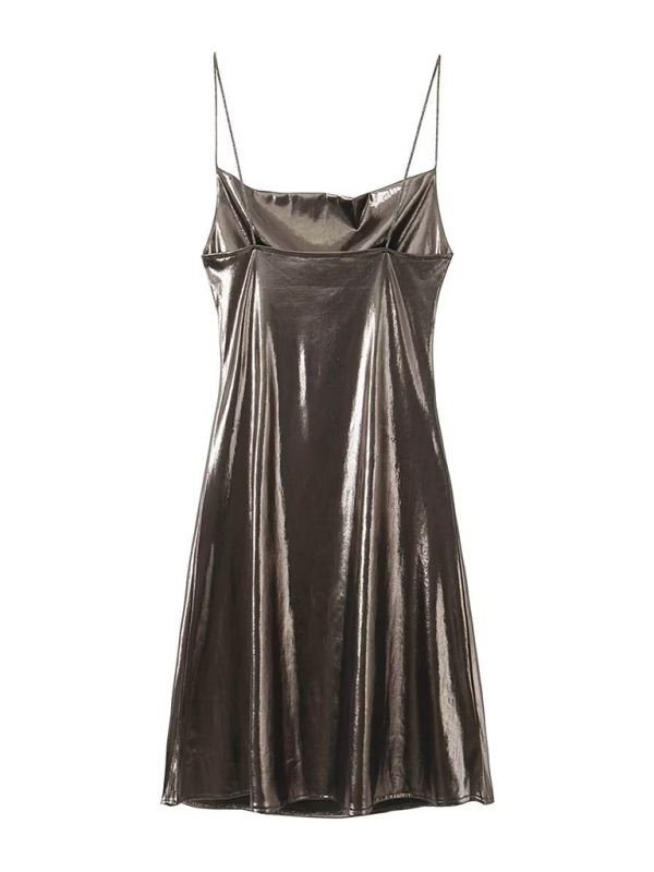 Disco Dresses- Metallic Slip Dress- - Pekosa Women Fashion