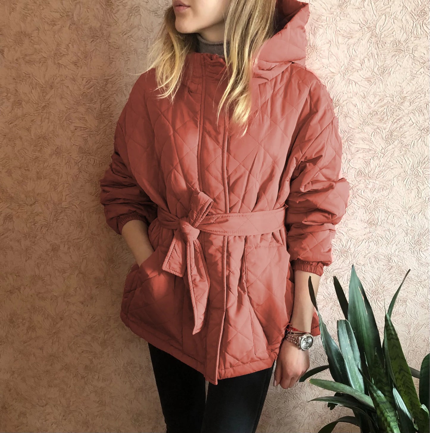 Down Jackets- Belted Quilted Hooded Jacket – Winter Essential