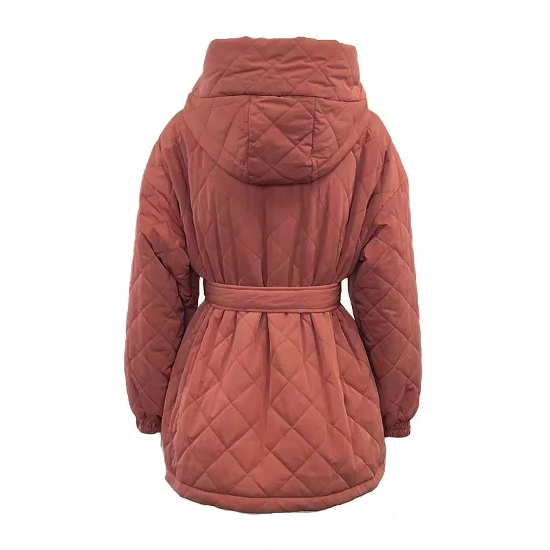 Down Jackets- Belted Quilted Hooded Jacket – Winter Essential