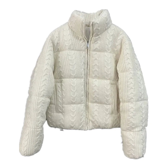 Down Jackets - High Neck Zip-Up Jacket with Cotton Liner