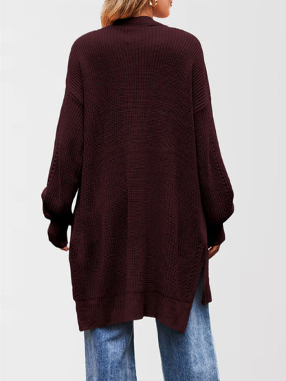 Duster Cardigans - Open Front Cardigan Draped Knit Duster