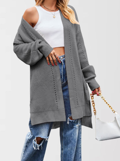 Duster Cardigans - Open Front Cardigan Draped Knit Duster