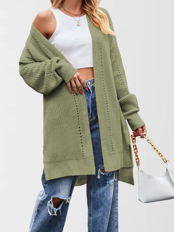 Duster Cardigans - Open Front Cardigan Draped Knit Duster