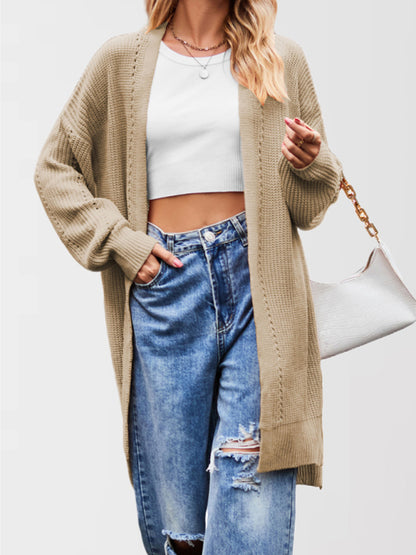 Duster Cardigans - Open Front Cardigan Draped Knit Duster