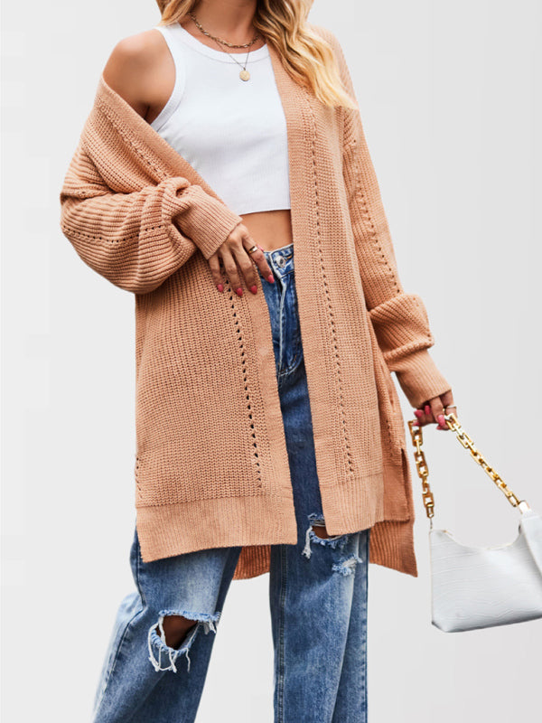 Duster Cardigans - Open Front Cardigan Draped Knit Duster