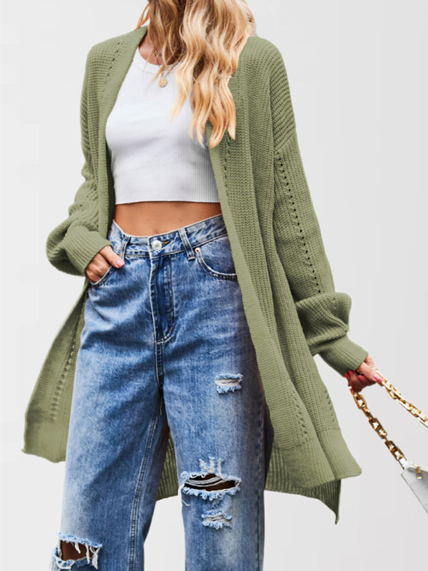 Duster Cardigans - Open Front Cardigan Draped Knit Duster