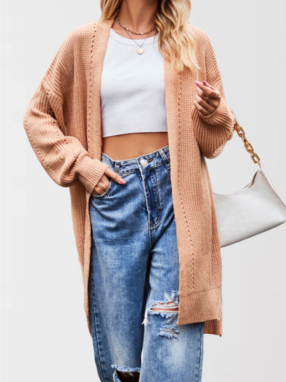 Duster Cardigans - Open Front Cardigan Draped Knit Duster