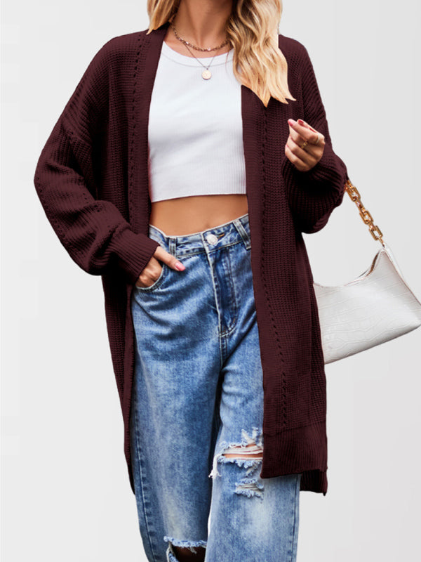 Duster Cardigans - Open Front Cardigan Draped Knit Duster