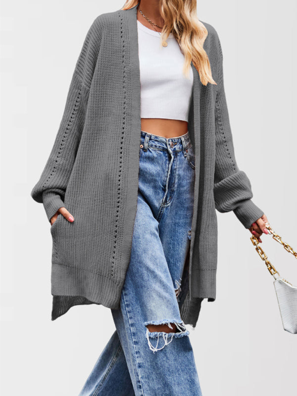 Duster Cardigans - Open Front Cardigan Draped Knit Duster