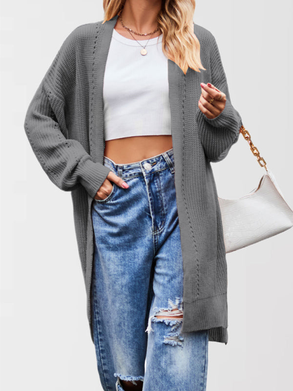 Duster Cardigans - Open Front Cardigan Draped Knit Duster