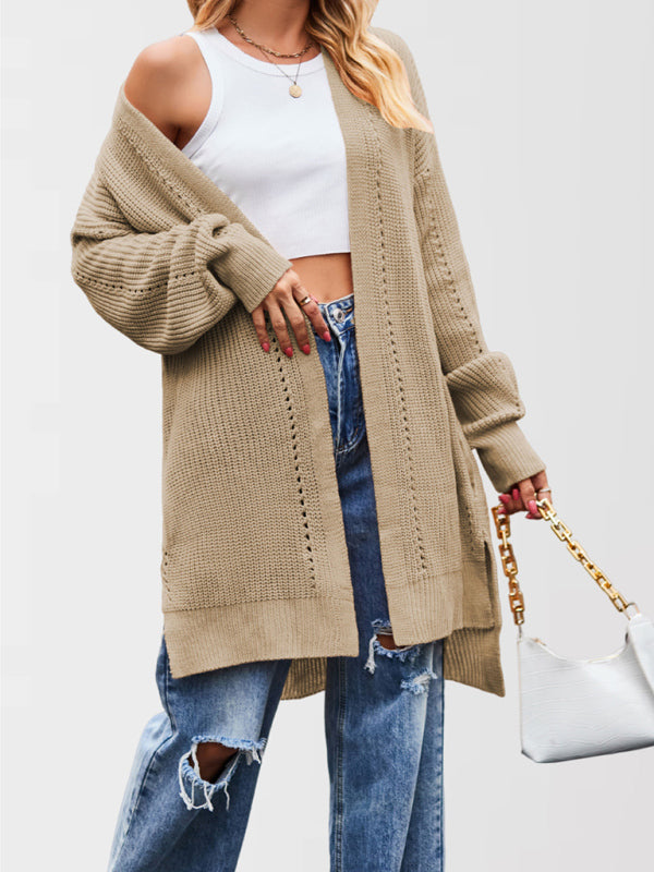 Duster Cardigans - Open Front Cardigan Draped Knit Duster