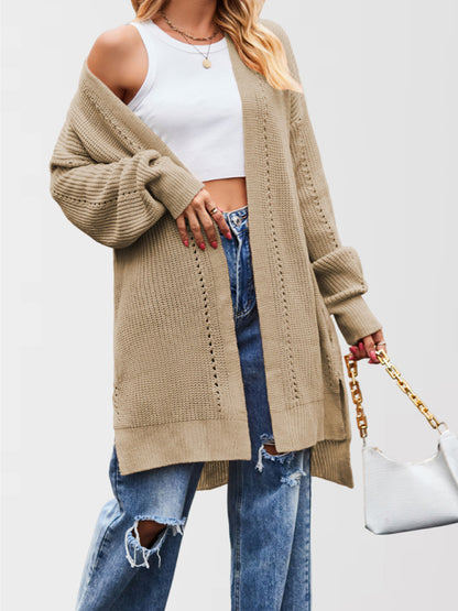 Duster Cardigans - Open Front Cardigan Draped Knit Duster