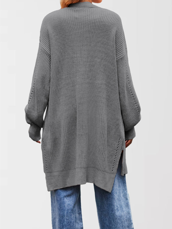 Duster Cardigans - Open Front Cardigan Draped Knit Duster