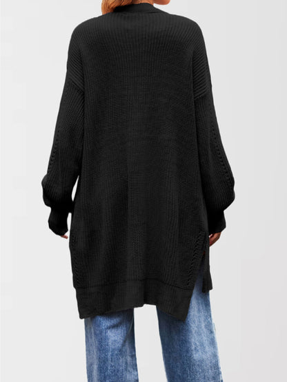 Duster Cardigans - Open Front Cardigan Draped Knit Duster