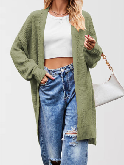 Duster Cardigans - Open Front Cardigan Draped Knit Duster