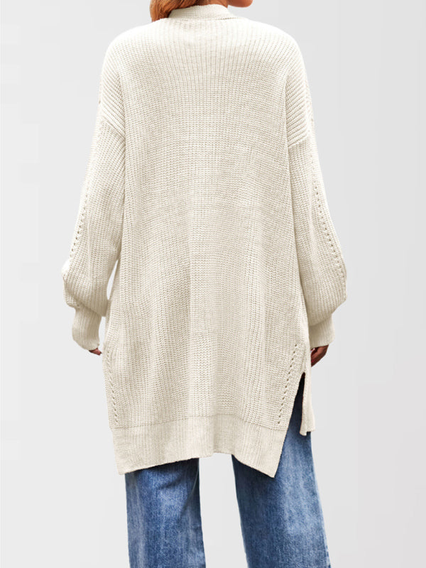 Duster Cardigans - Open Front Cardigan Draped Knit Duster