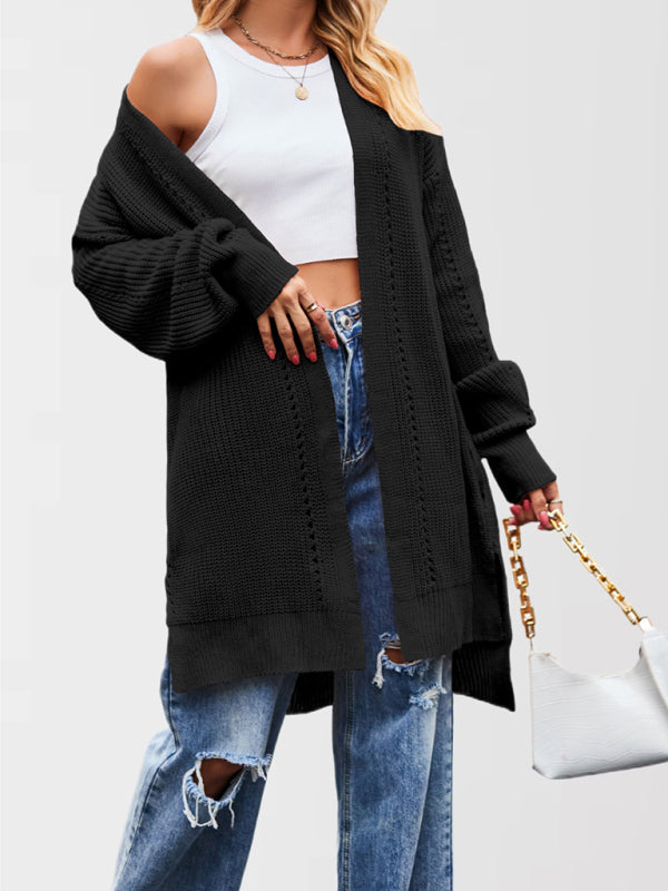 Duster Cardigans - Open Front Cardigan Draped Knit Duster