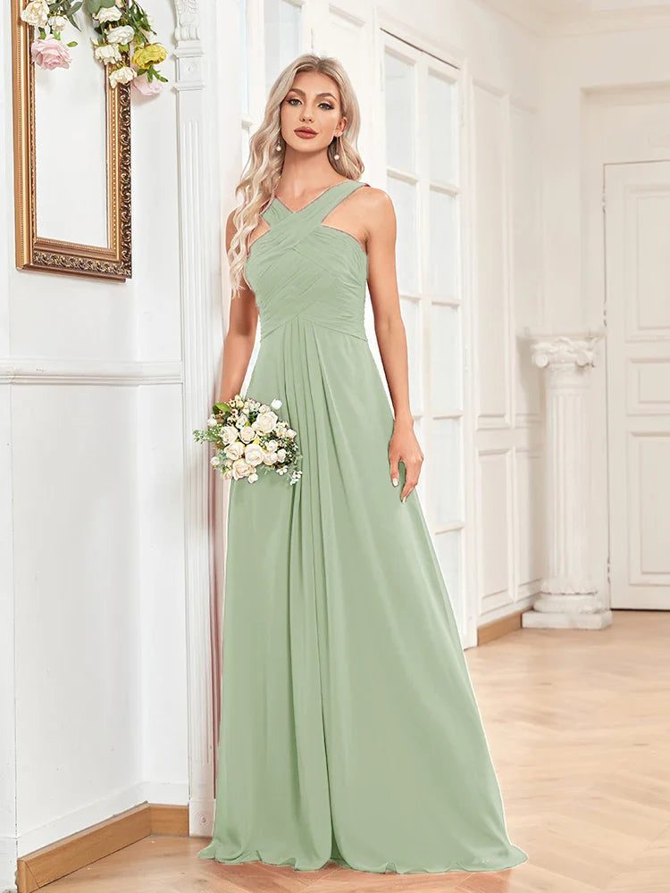 Elegant Dresses- Chiffon A-Line Dress Perfect for Wedding Seasons- - Pekosa Women Fashion