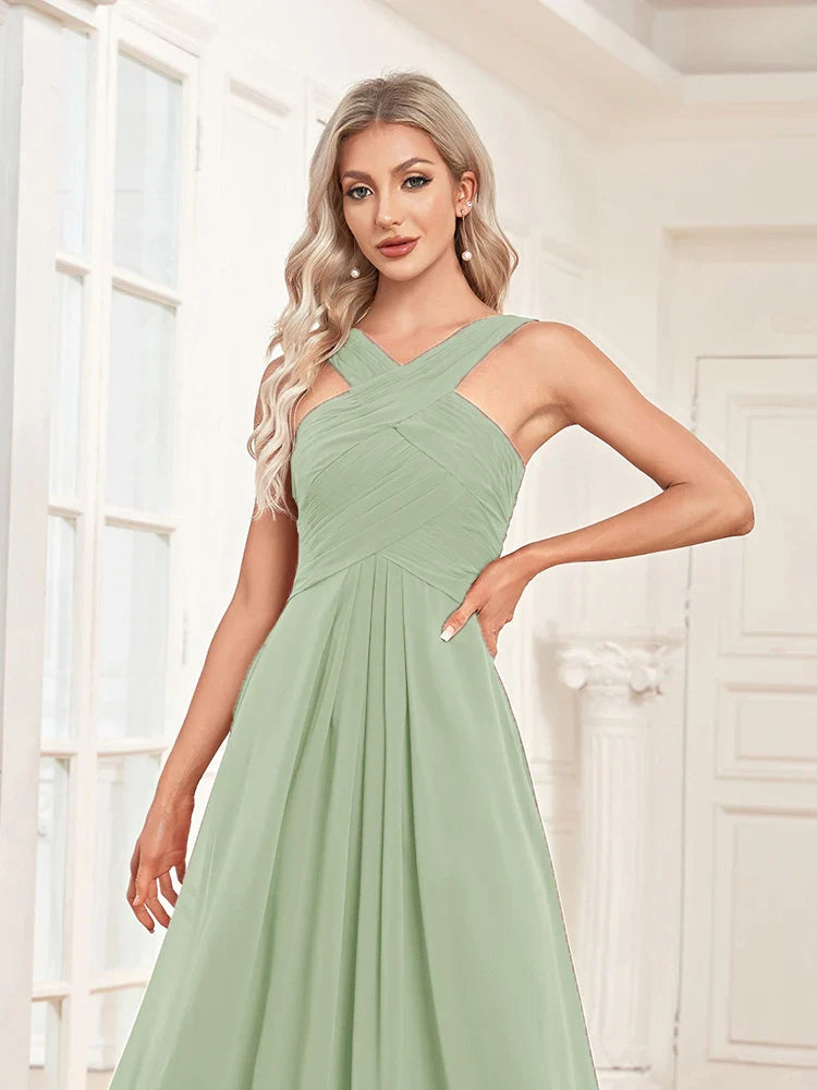 Elegant Dresses- Chiffon A-Line Dress Perfect for Wedding Seasons- - Pekosa Women Fashion