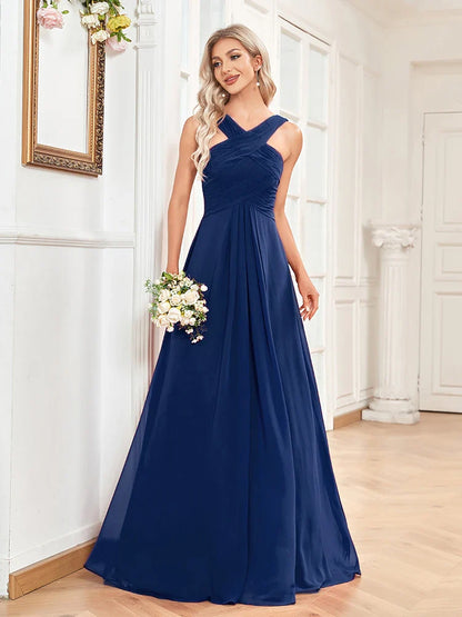 Elegant Dresses- Chiffon A-Line Dress Perfect for Wedding Seasons- - Pekosa Women Fashion