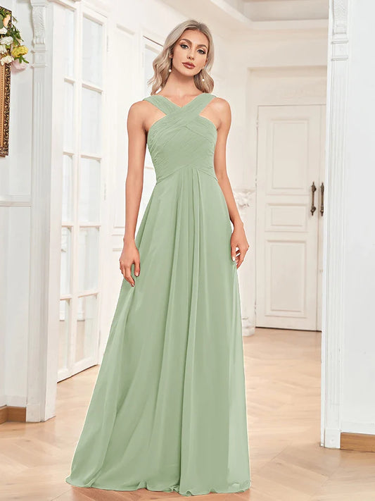 Elegant Dresses- Chiffon A-Line Dress Perfect for Wedding Seasons- - Pekosa Women Fashion