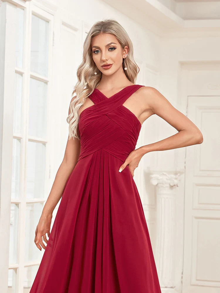 Elegant Dresses- Chiffon A-Line Dress Perfect for Wedding Seasons- - Pekosa Women Fashion