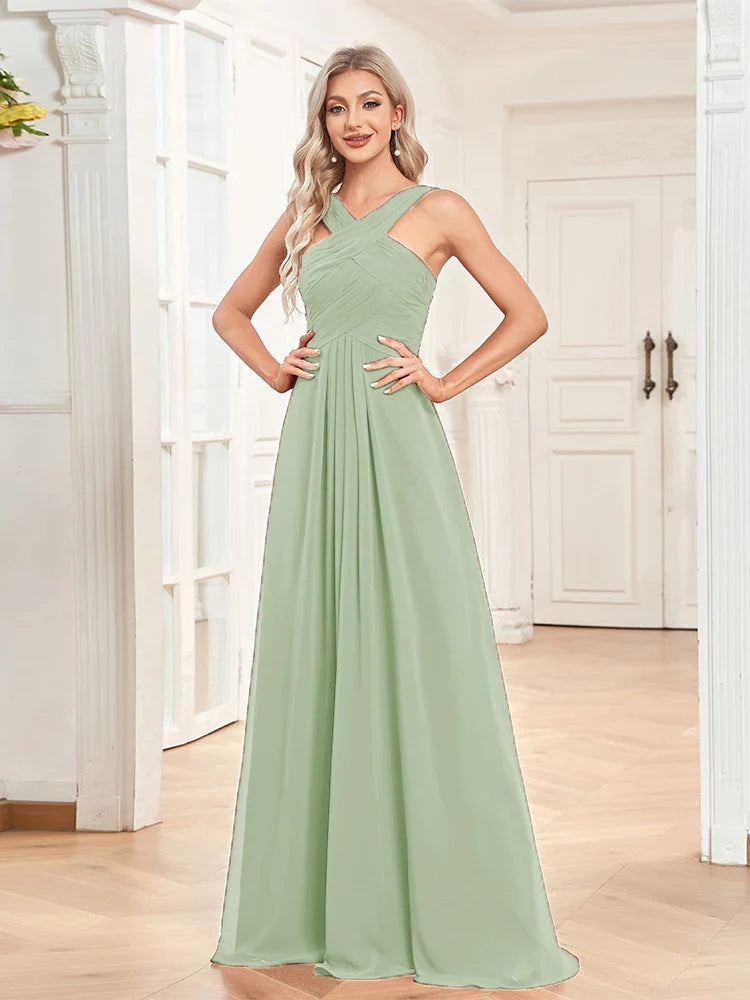 Elegant Dresses- Chiffon A-Line Dress Perfect for Wedding Seasons- - Pekosa Women Fashion