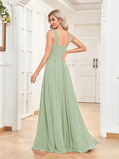 Elegant Dresses- Chiffon A-Line Dress Perfect for Wedding Seasons- - Pekosa Women Fashion