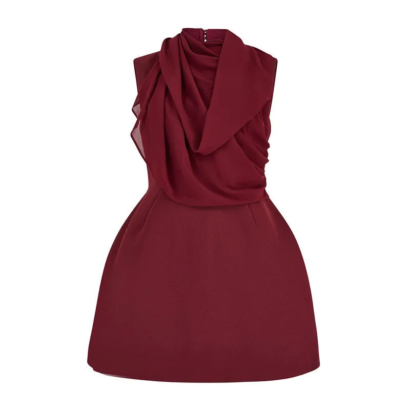 Elegant Dresses - Draped Elegant Evening Scarf Mini Dress