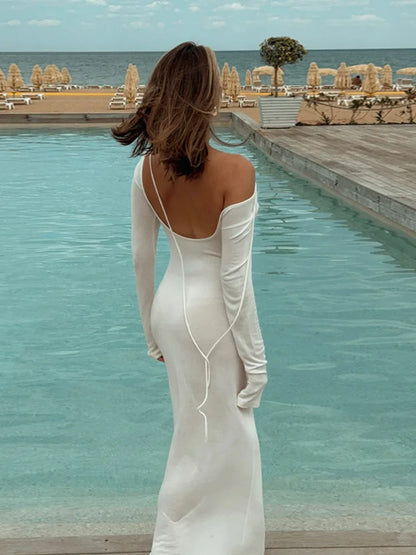 Elegant Dresses- Elegant Fall Cocktail Backless Maxi Dress