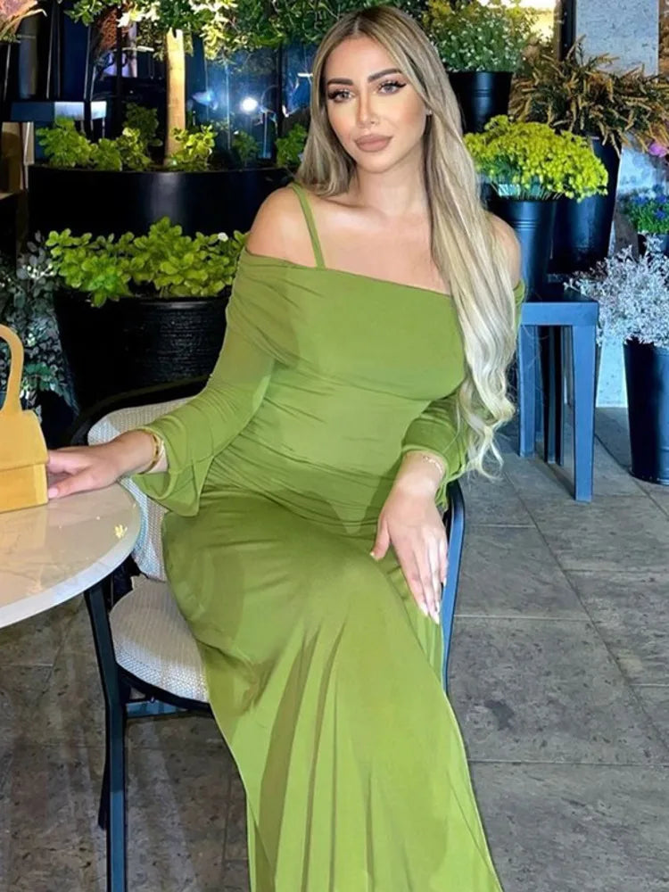 Elegant Dresses - Elegant Green Mermaid Gown Off-Shoulder Evening Dress