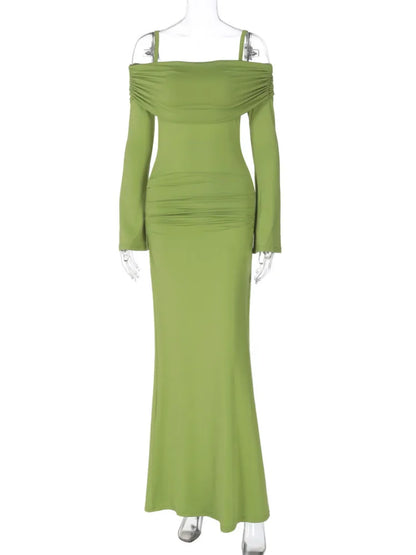 Elegant Dresses - Elegant Green Mermaid Gown Off-Shoulder Evening Dress