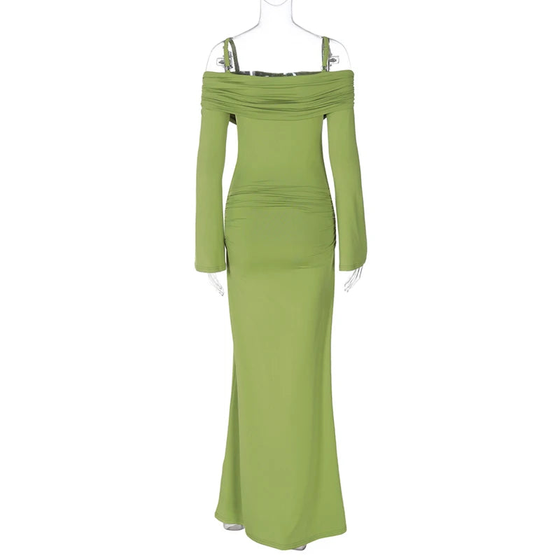 Elegant Dresses - Elegant Green Mermaid Gown Off-Shoulder Evening Dress