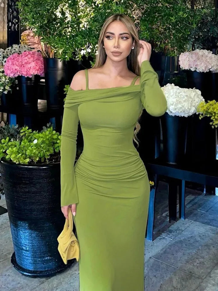 Elegant Dresses - Elegant Green Mermaid Gown Off-Shoulder Evening Dress