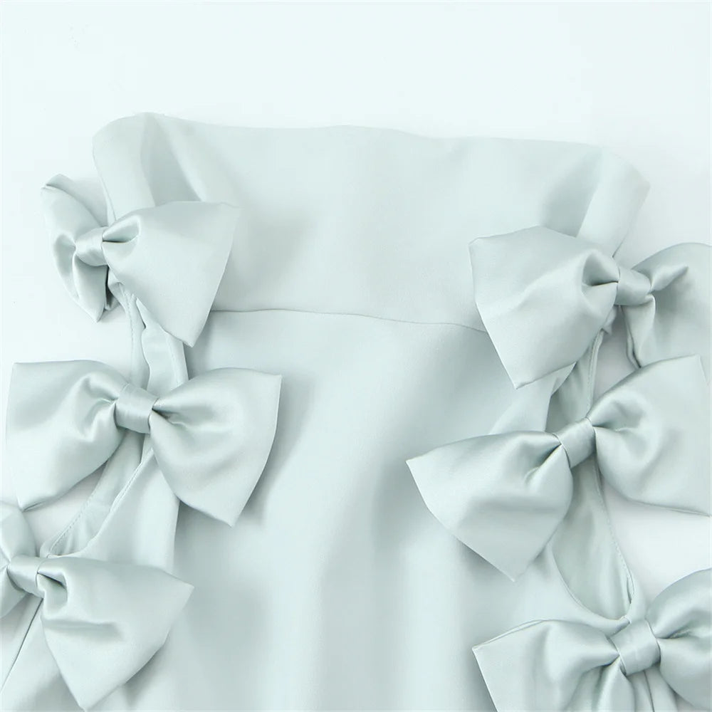 Elegant Dresses - Elegant Mint Bow-Embellished Strapless Ceremony Dress