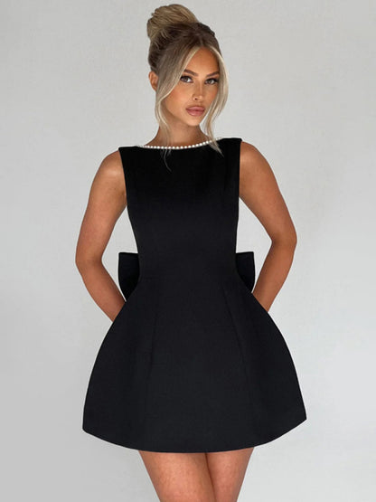 Elegant Dresses - Elegant Pearl Embellished Mini Dress for Special Events