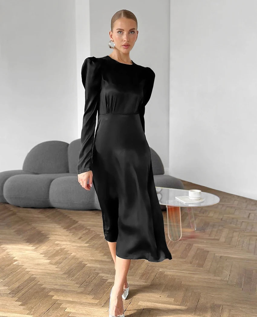 Elegant Dresses - Elegant Puff Sleeve Cocktail Dress Tailored LBD