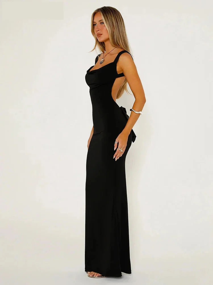 Elegant Dresses- Elegant Red Backless Mermaid Long Evening Dress- Black- Pekosa Women Fashion