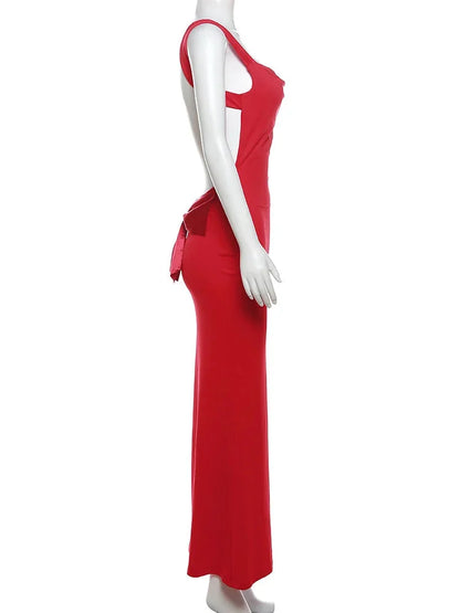 Elegant Dresses- Elegant Red Backless Mermaid Long Evening Dress- - Pekosa Women Fashion