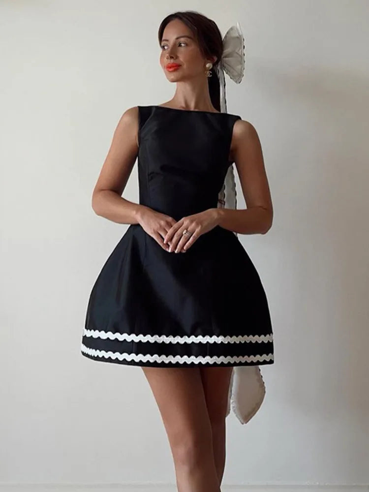 Elegant Dresses- Elegant Retro Flared Mini Dress for Cocktail Evenings- - Pekosa Women Fashion