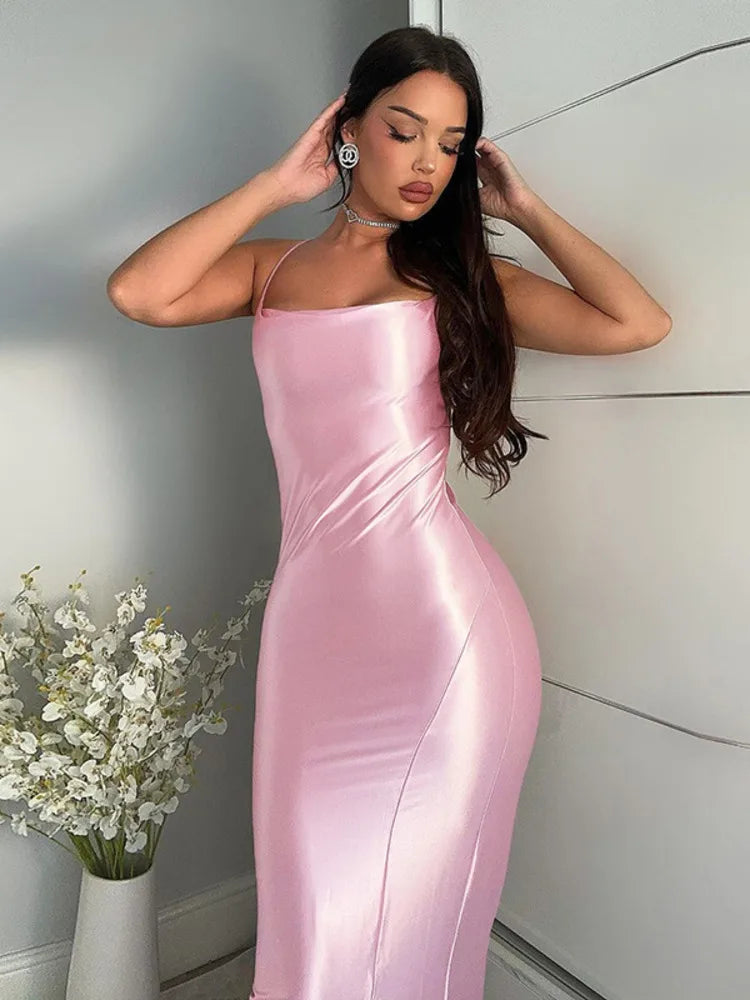 Elegant Dresses- Elegant Satin Evening Gown - Pink Maxi Dress for Prom Night- - Pekosa Women Fashion