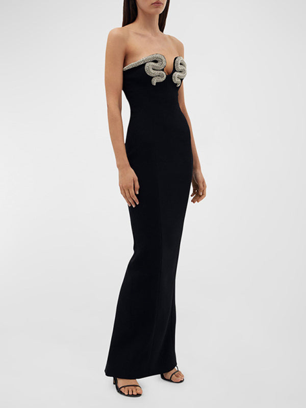 Elegant Dresses - Elegant Strapless Rhinestone Gown Tube Evening Dress