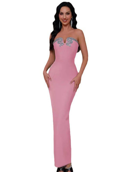 Elegant Dresses - Elegant Strapless Rhinestone Gown Tube Evening Dress