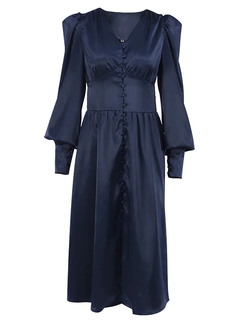 Elegant Dresses- Elegant Teal Mid-Length Dress for Evening Receptions- - Pekosa Women Fashion