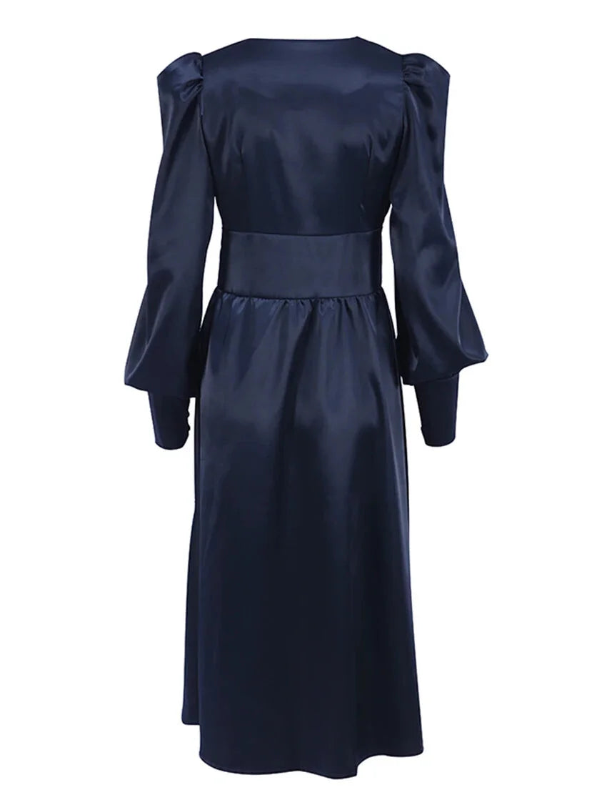 Elegant Dresses- Elegant Teal Mid-Length Dress for Evening Receptions- - Pekosa Women Fashion