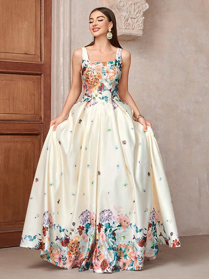 Elegant Dresses - Floral Elegant Evening Gown for Gala Events Prom Dress